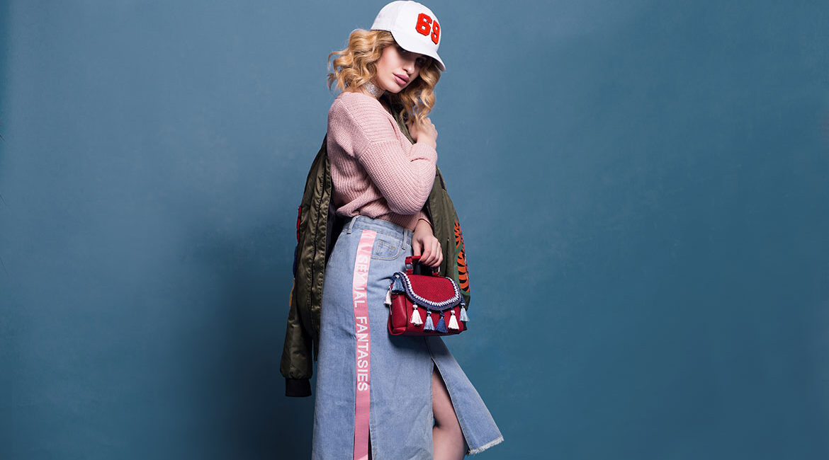 adult bag beauty model blue background 1126993