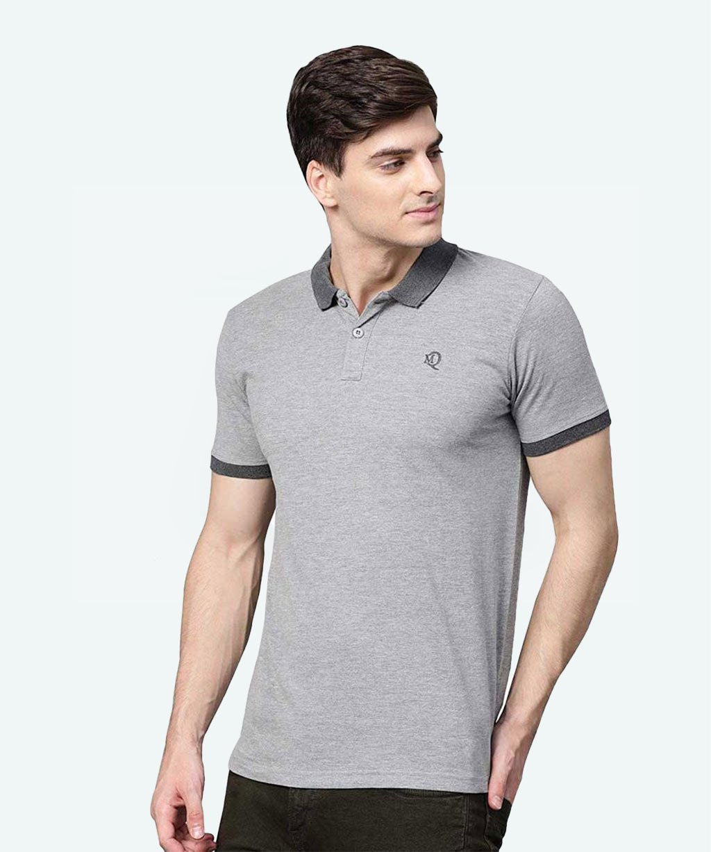 men's melange solid polo t shirt